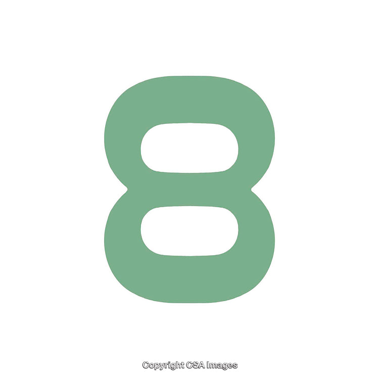 Green Number Eight Symbol on a White Background