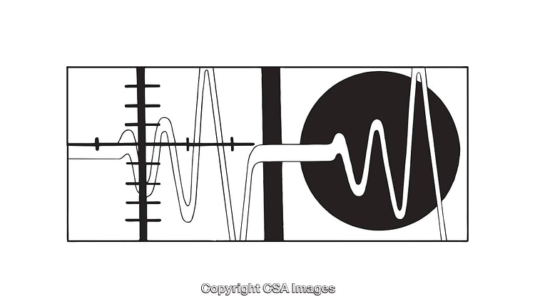 Abstract Black and White Diagram with Waveform and Geometrical Patterns