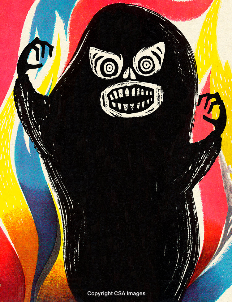Abstract Artwork of a Monster Figure on a Colorful Background