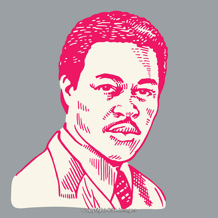 Bold Color Line Art Illustration of a Serious Professional Person