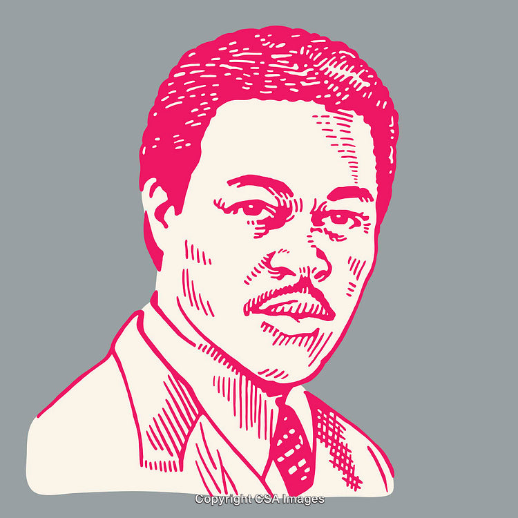 Bold Color Line Art Illustration of a Serious Professional Person