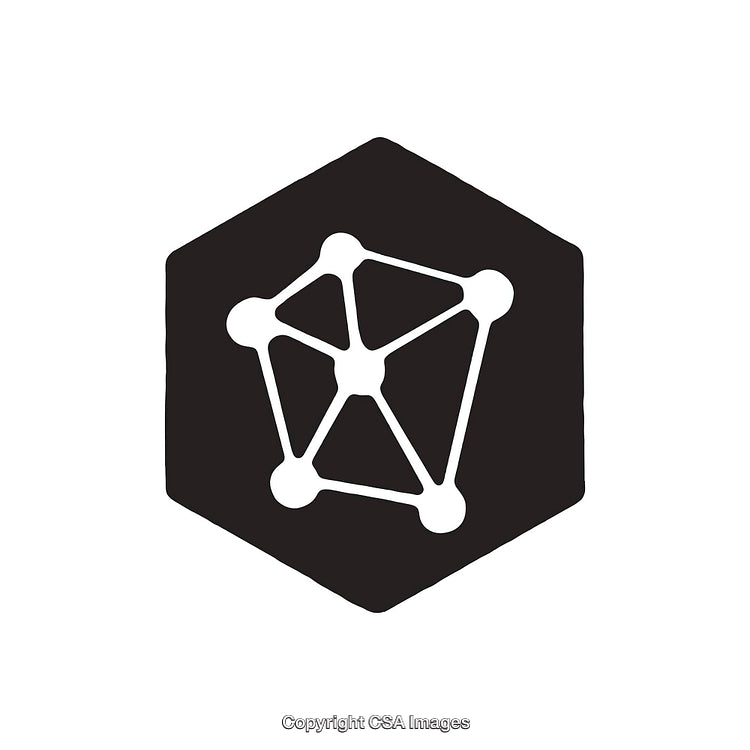 Black and White Geometric Symbol with Connected Dots
