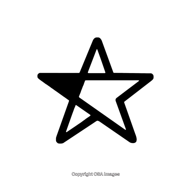 Black and White Star Icon Design with Flowing Outlines
