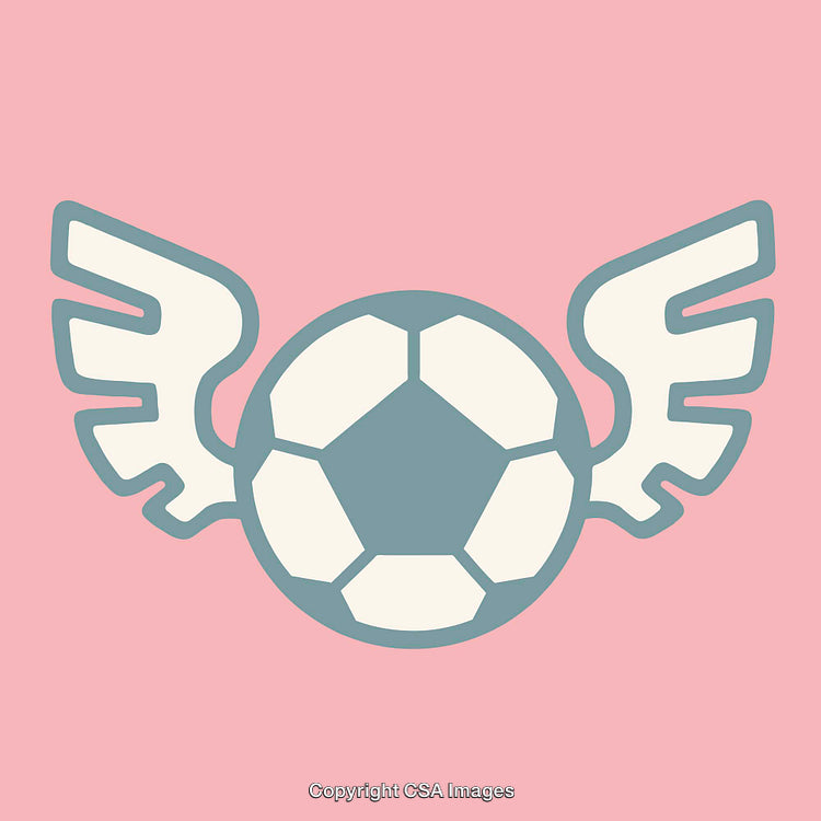 Illustration of a Soccer Ball with Wings on a Pink Background