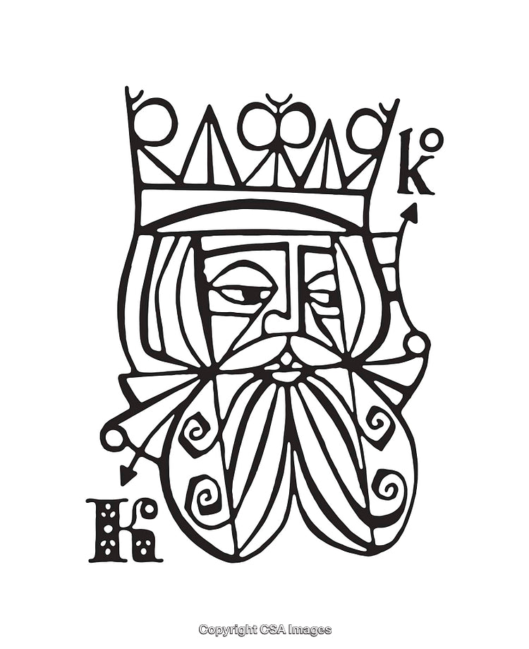 Abstract Black and White Line Art Illustration of a King Design
