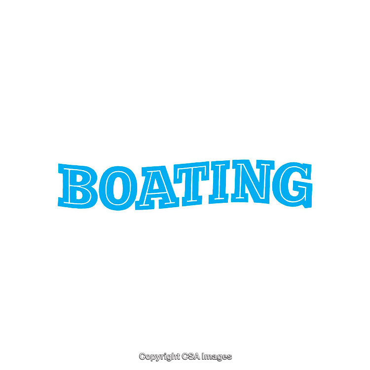 Blue Text Displaying the Word Boating on a White Background