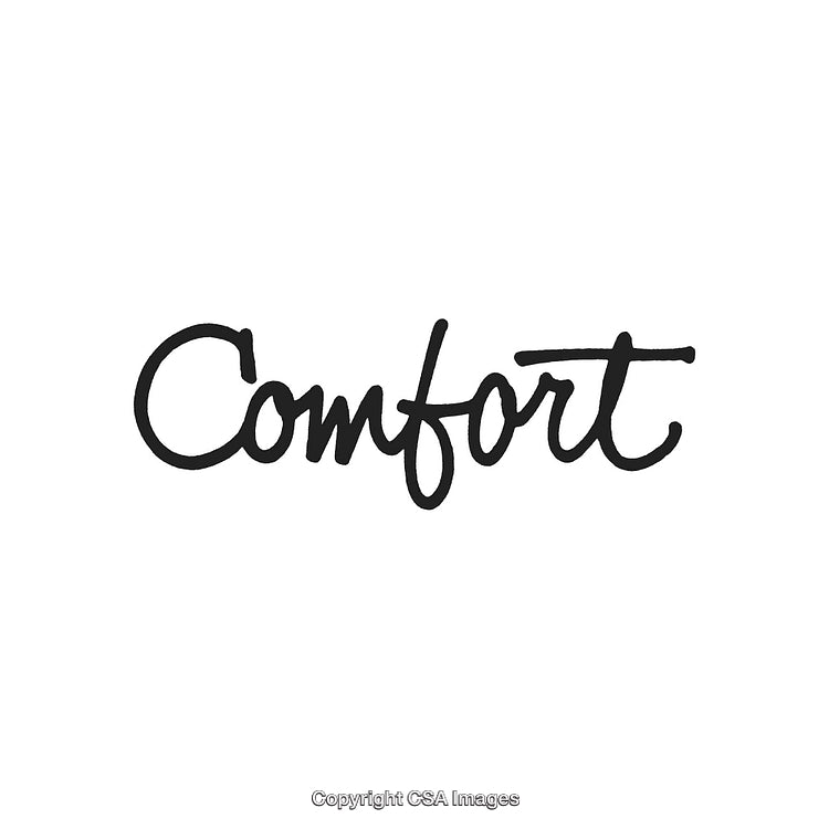 Elegant Handwritten Text Featuring the Word 'Comfort' in Black on White