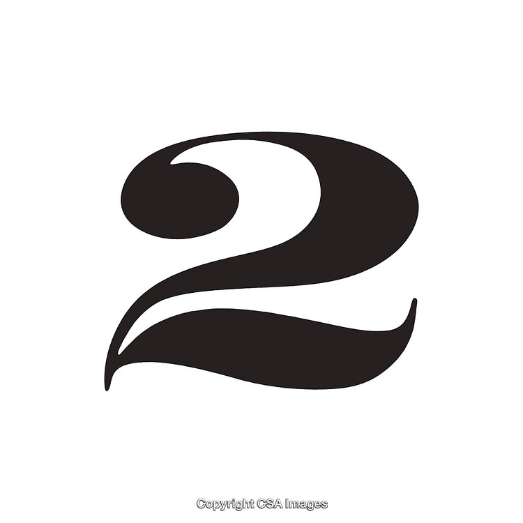 Stylized Black Numeral Two on a White Background