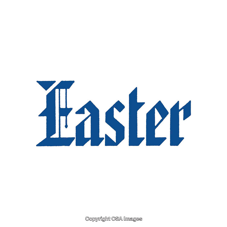 Stylized Blue Text Design Depicting the Word Easter on a Plain Background