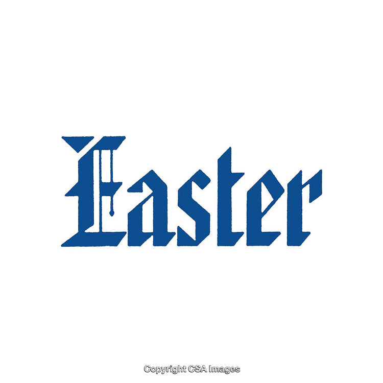 Stylized Blue Text Design Depicting the Word Easter on a Plain Background