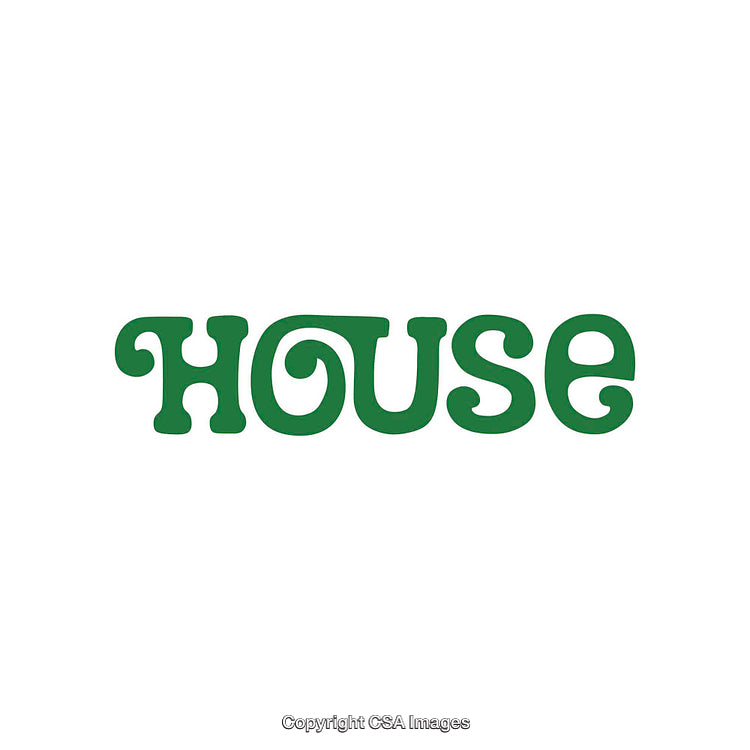 Green Retro Typography Featuring the Word House in Unique Style