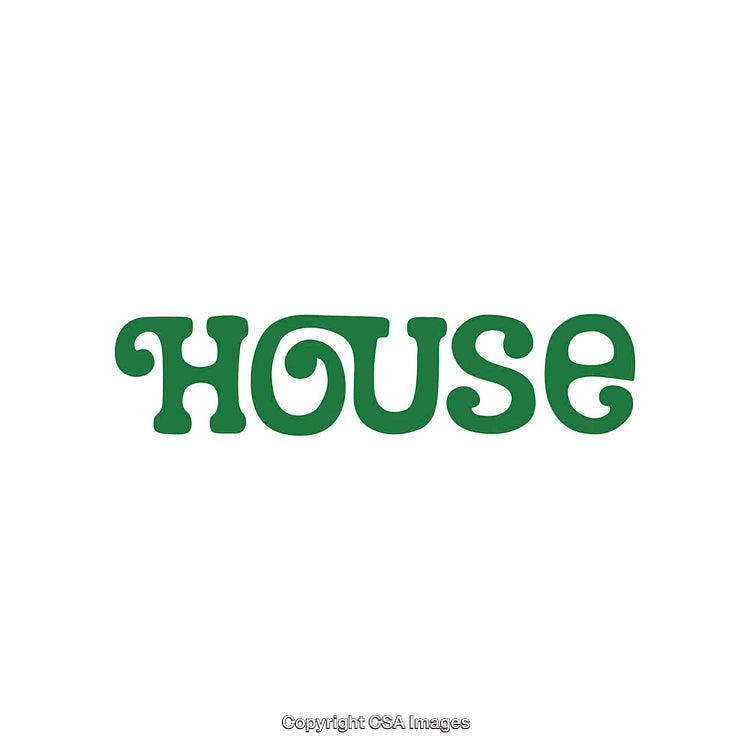 Green Retro Typography Featuring the Word House in Unique Style