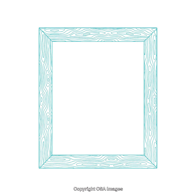 Hand-Drawn Wooden Frame Outline With Abstract Pattern on White Background