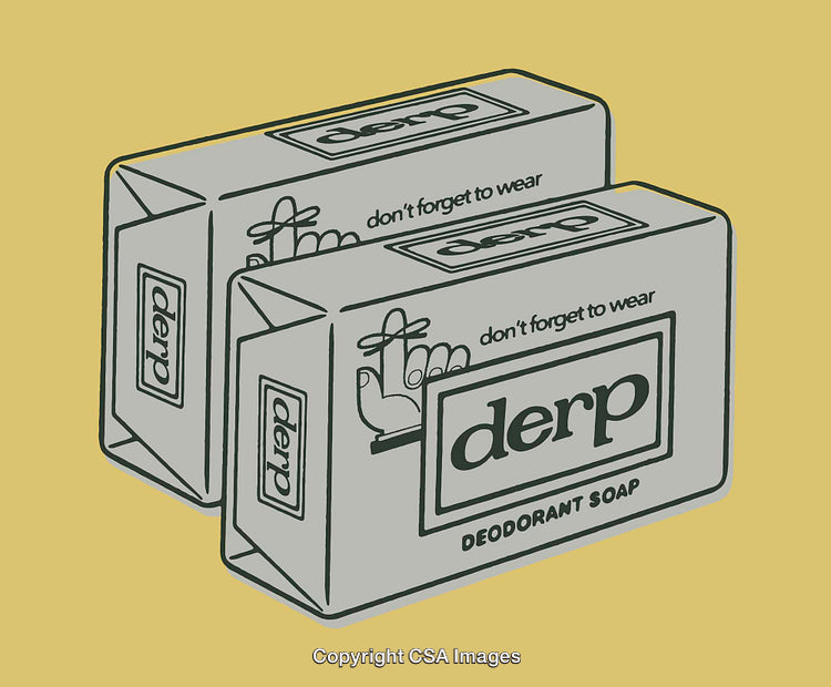 Retro-Style Illustration of Deodorant Soap Packaging on Yellow Background