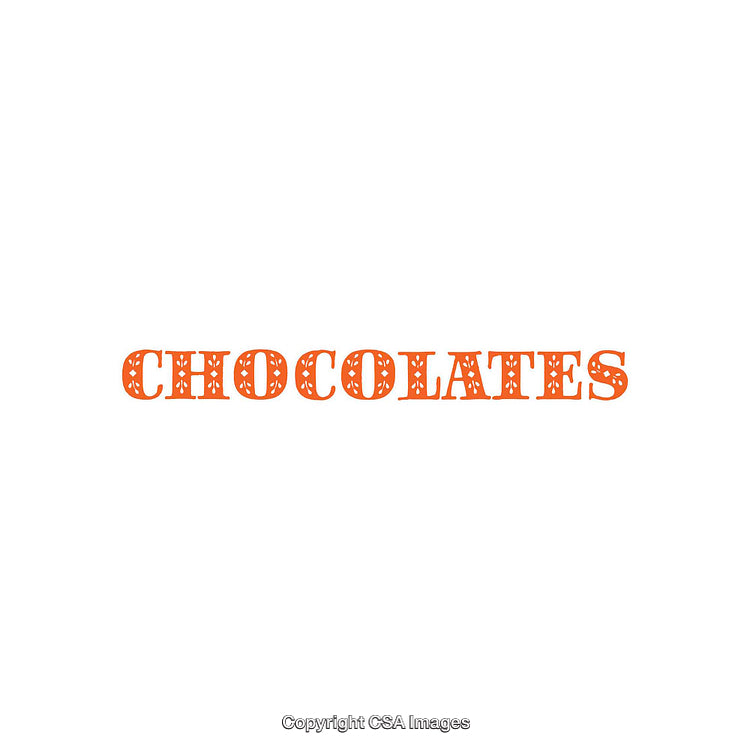 Bold Typography Design Featuring the Word 'Chocolates' in Orange Text
