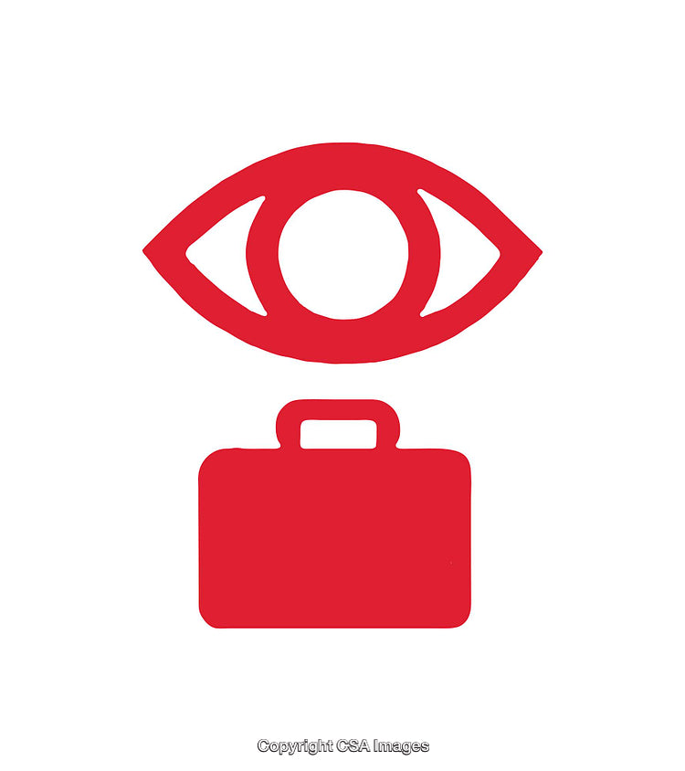 Eye Symbol Above Briefcase Representing Security and Surveillance Concept