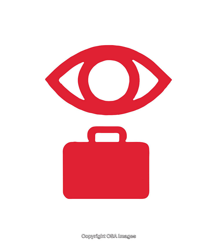Eye Symbol Above Briefcase Representing Security and Surveillance Concept