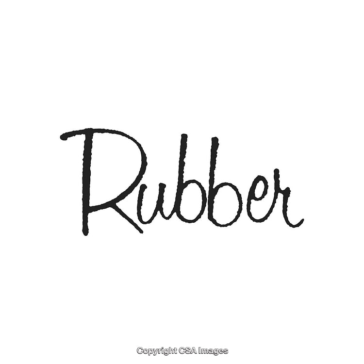 Stylized Artistic Handwritten Rubber Text Isolated on White Background