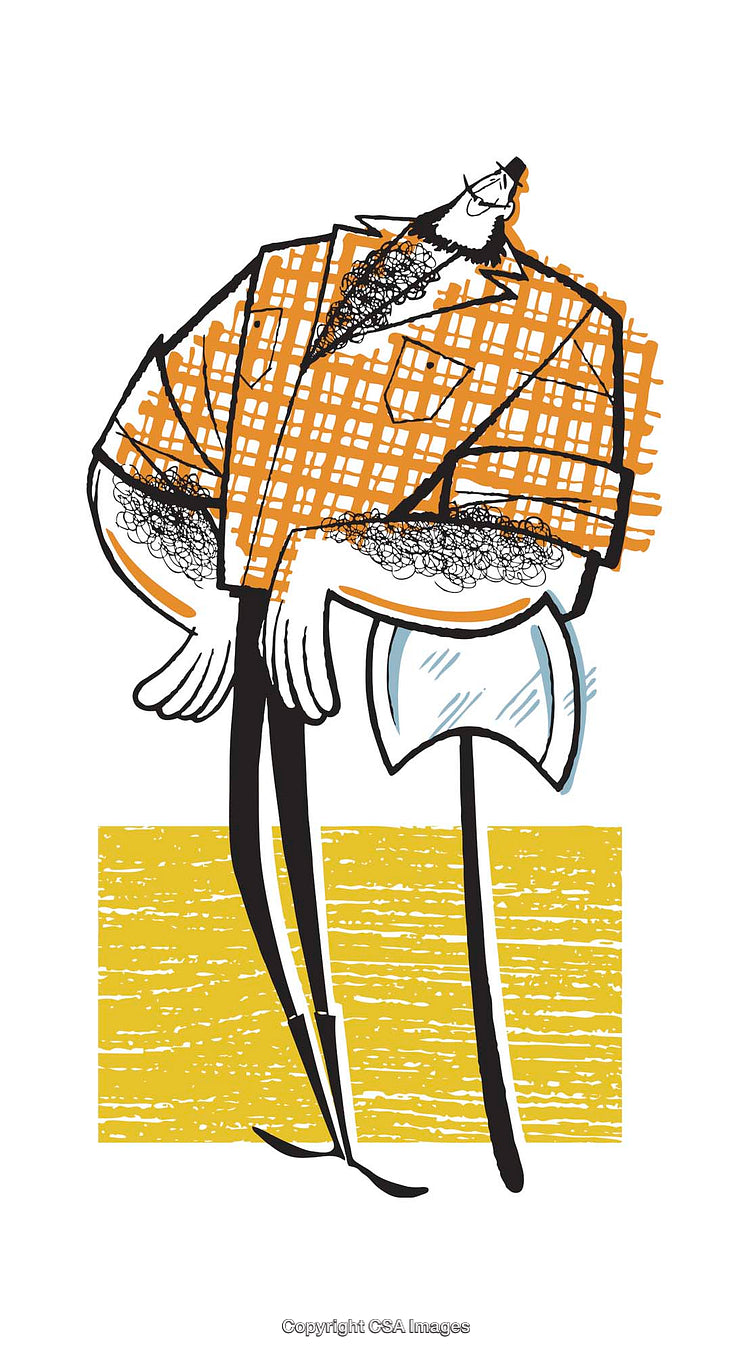 Modern Illustration of a Character in Plaid Shirt with Yellow Background
