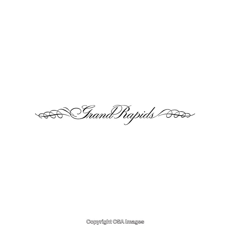 Elegant Decorative Typographic Design Featuring the Words 'Grand Rapids' in Calligraphy