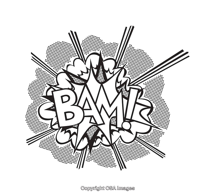 Dynamic Comic Style 'BAM!' Explosive Artwork with Line Illustration