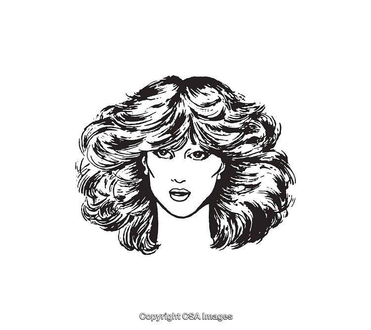 Retro Line Art Illustration of a Woman With Voluminous Hair