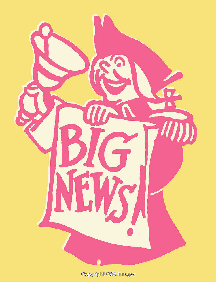 Colorful Line Art of Town Crier Announcing Big News with Vibrant Style