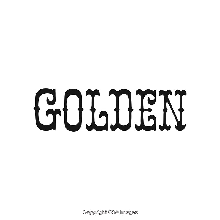Golden Decorative Lettering in Vintage Style on White Background
