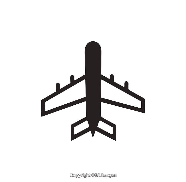 Black And White Airplane Icon Suitable for Travel or Transportation Design