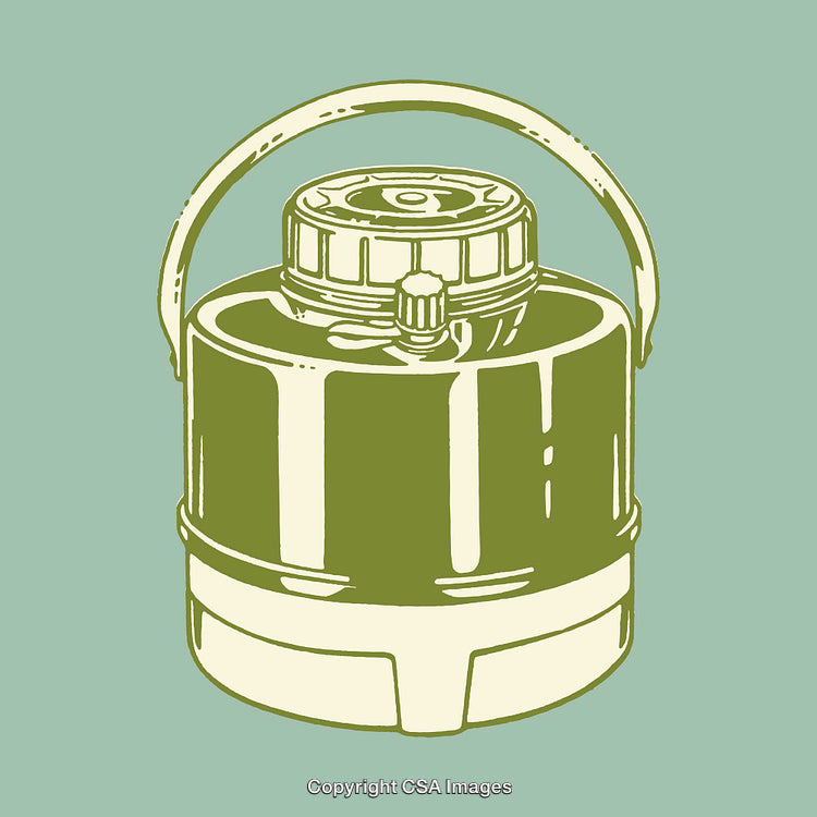 Green and Cream Line Art Illustration of a Canister Device