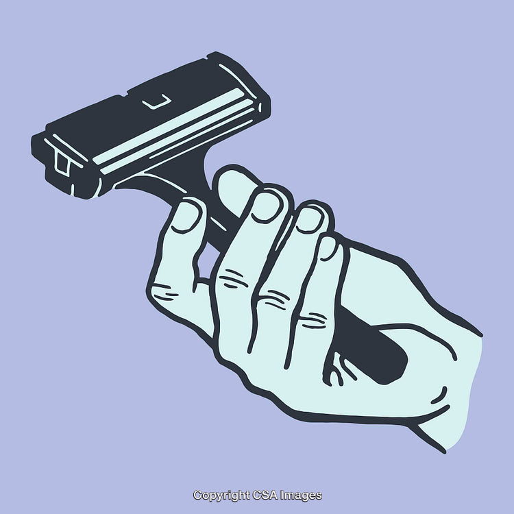 Hand Holding Razor in Minimalist Color Line Art Illustration Style