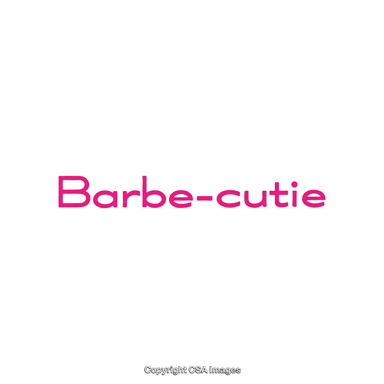 Barbe-Cutie Typography in Bold Pink on a Minimalist White Background