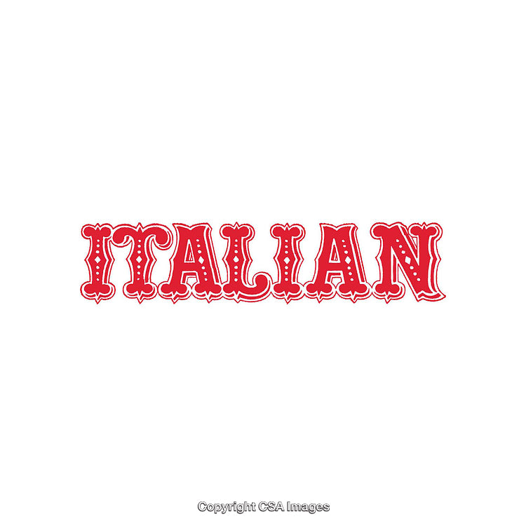Red Ornamental Text Displaying the Word 'Italian' in Stylish Typography