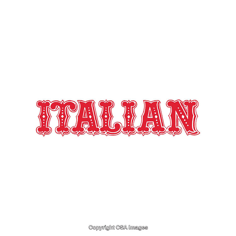 Red Ornamental Text Displaying the Word 'Italian' in Stylish Typography