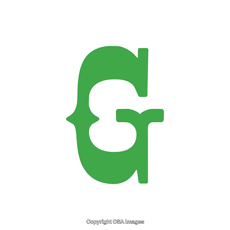 Stylized Green Letter G Symbol with Unique Design Elements