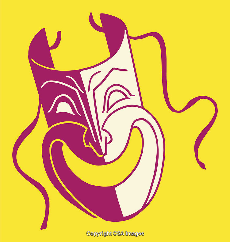 Illustration of a Theater Mask on a Vibrant Colored Background