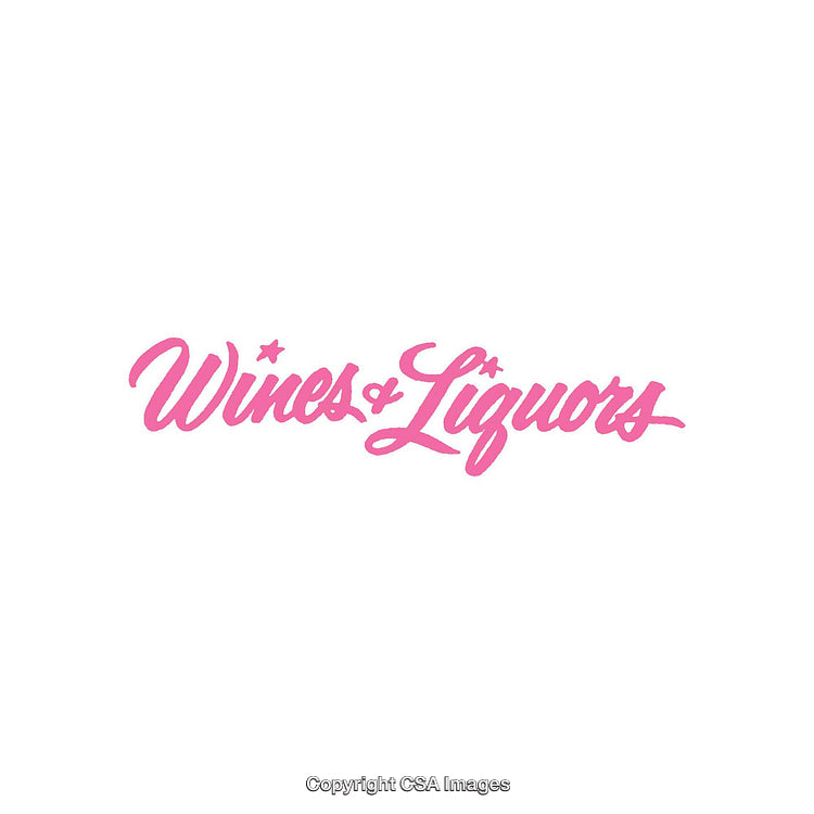 Vibrant Pink Typography Advertising Wines and Liquors on White Background