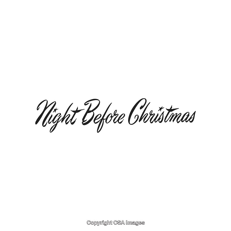 Elegant Calligraphy of 'Night Before Christmas' in Black Script with Star Accents