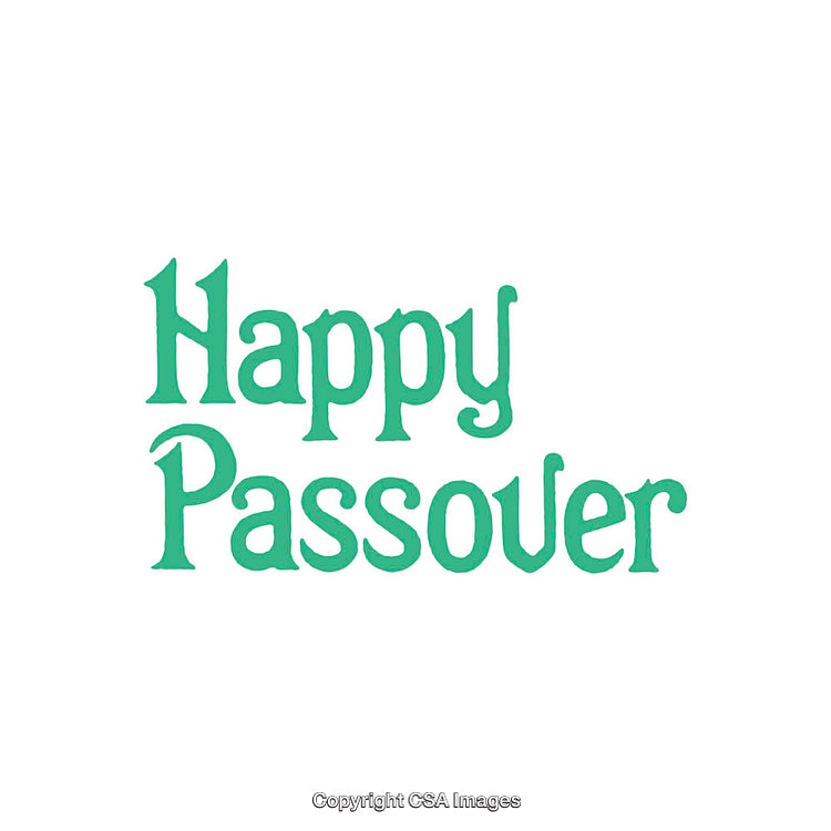 Happy Passover Greeting with Decorative Green Text on White Background