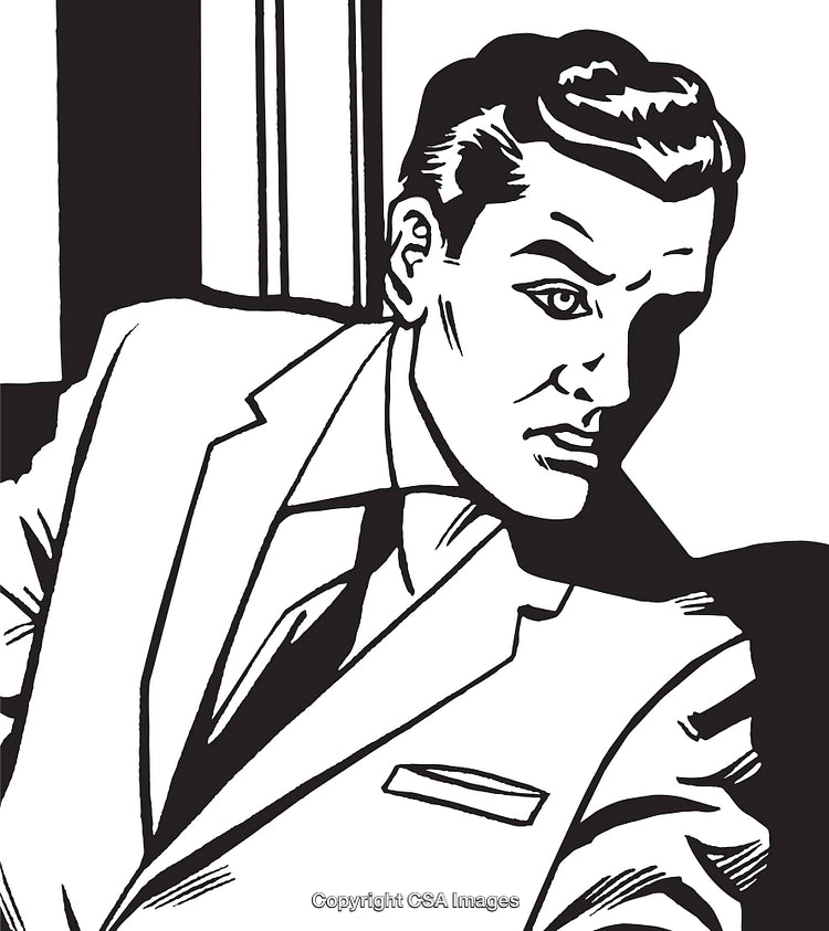 Retro Comic Style Depiction of a Serious Gentleman in a Business Suit