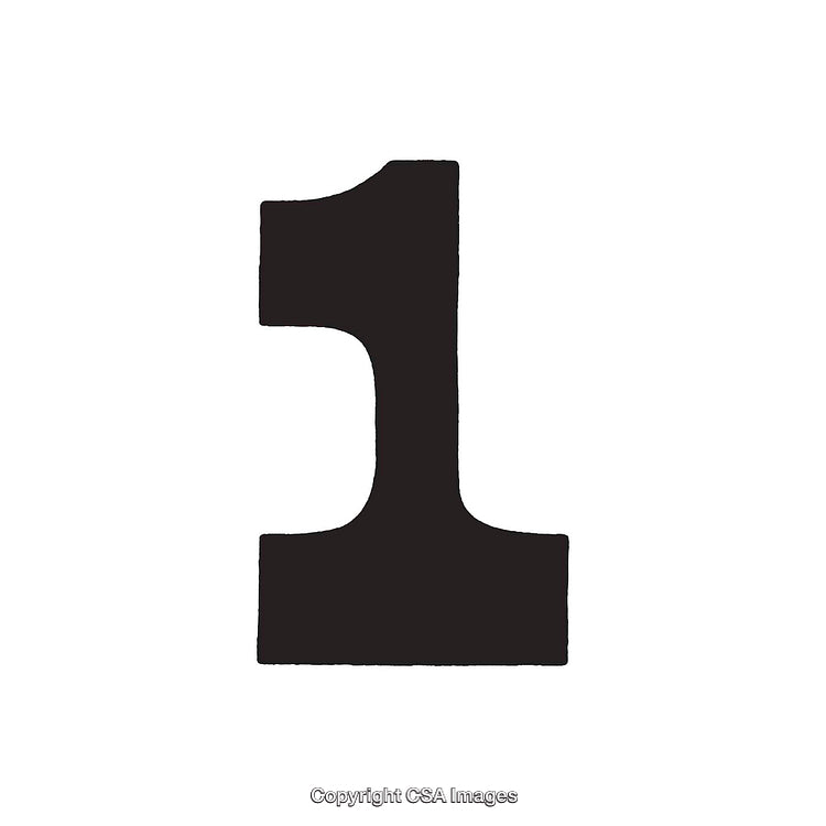 Black Stylized Number One on a White Background