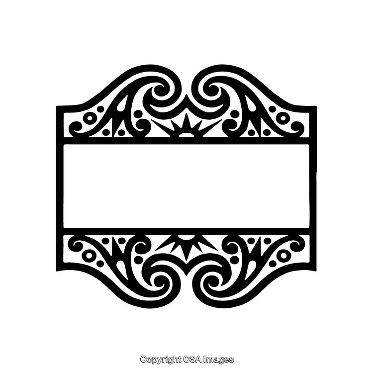 Ornamental Black and White Border with Intricate Decorative Patterns