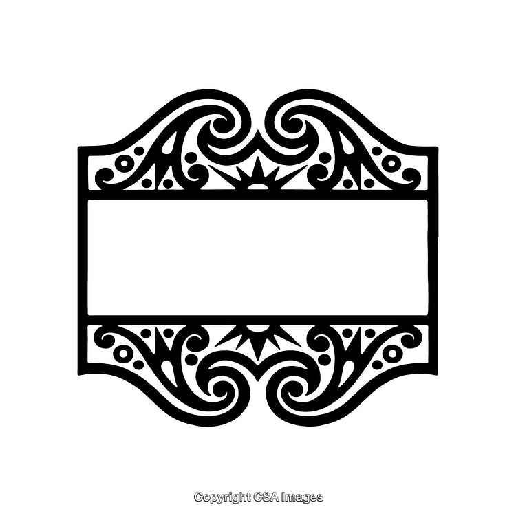 Ornamental Black and White Border with Intricate Decorative Patterns