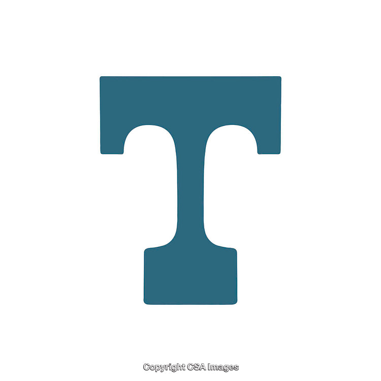 Blue Letter T Isolated on a White Background