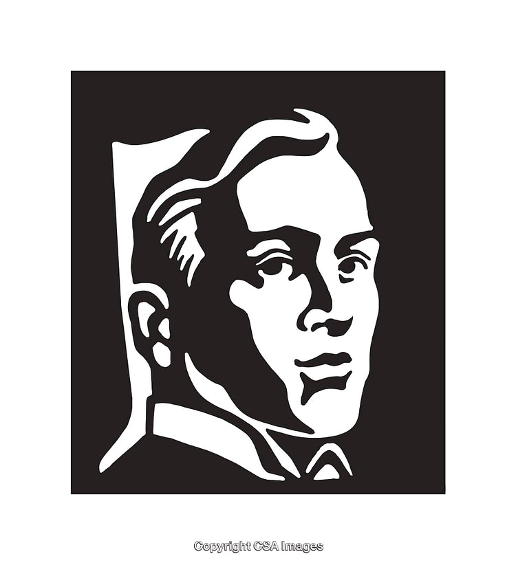 Monochrome Illustrative Portrait of a Man in Black and White Design