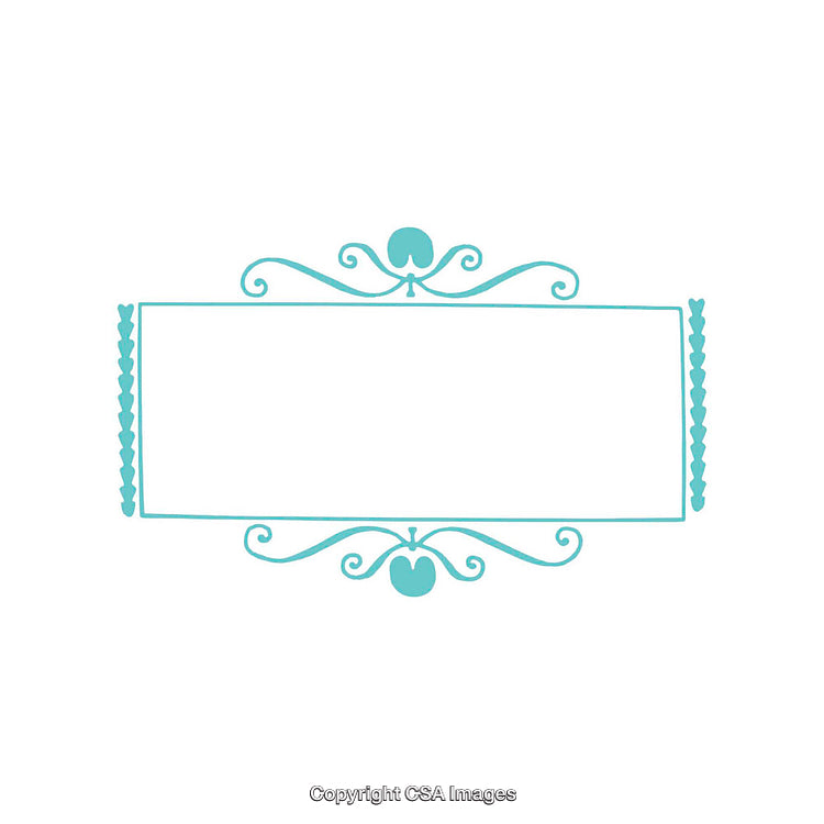 Ornate Turquoise Frame with Apple Motif and Blank Center Space