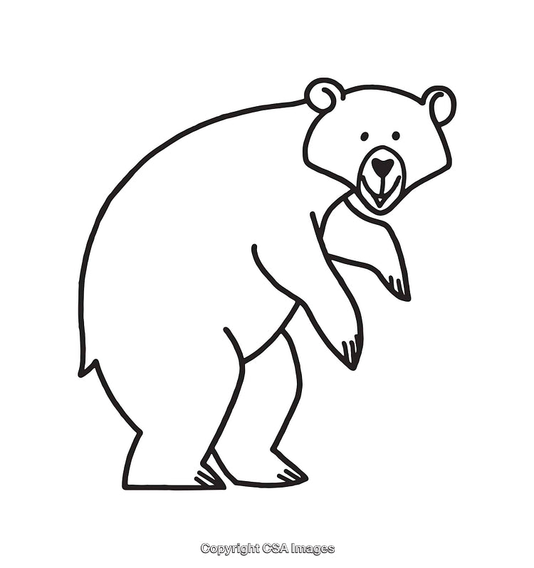 Black and White Line Art Illustration of a Standing Bear