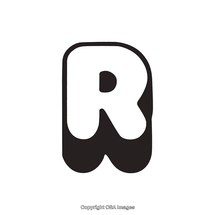 Creative Design of the Letter R in Bold Black and White Style