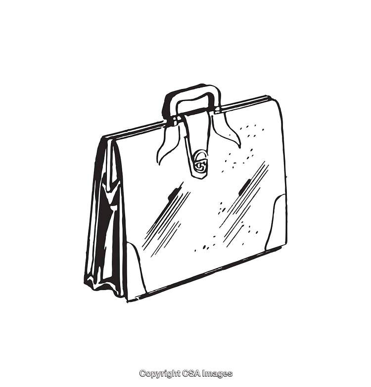 Black and White Line Art of a Briefcase Illustration