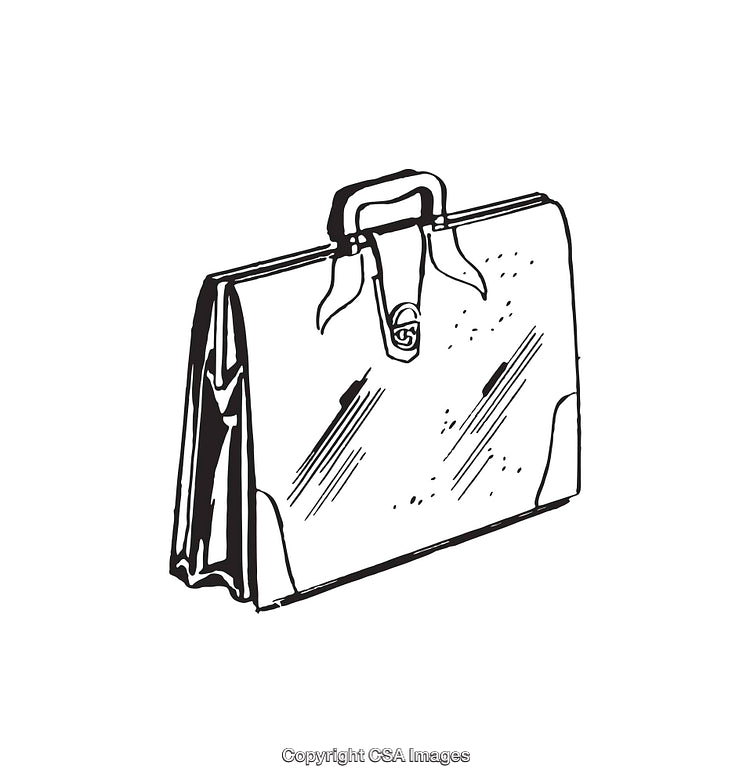 Black and White Line Art of a Briefcase Illustration